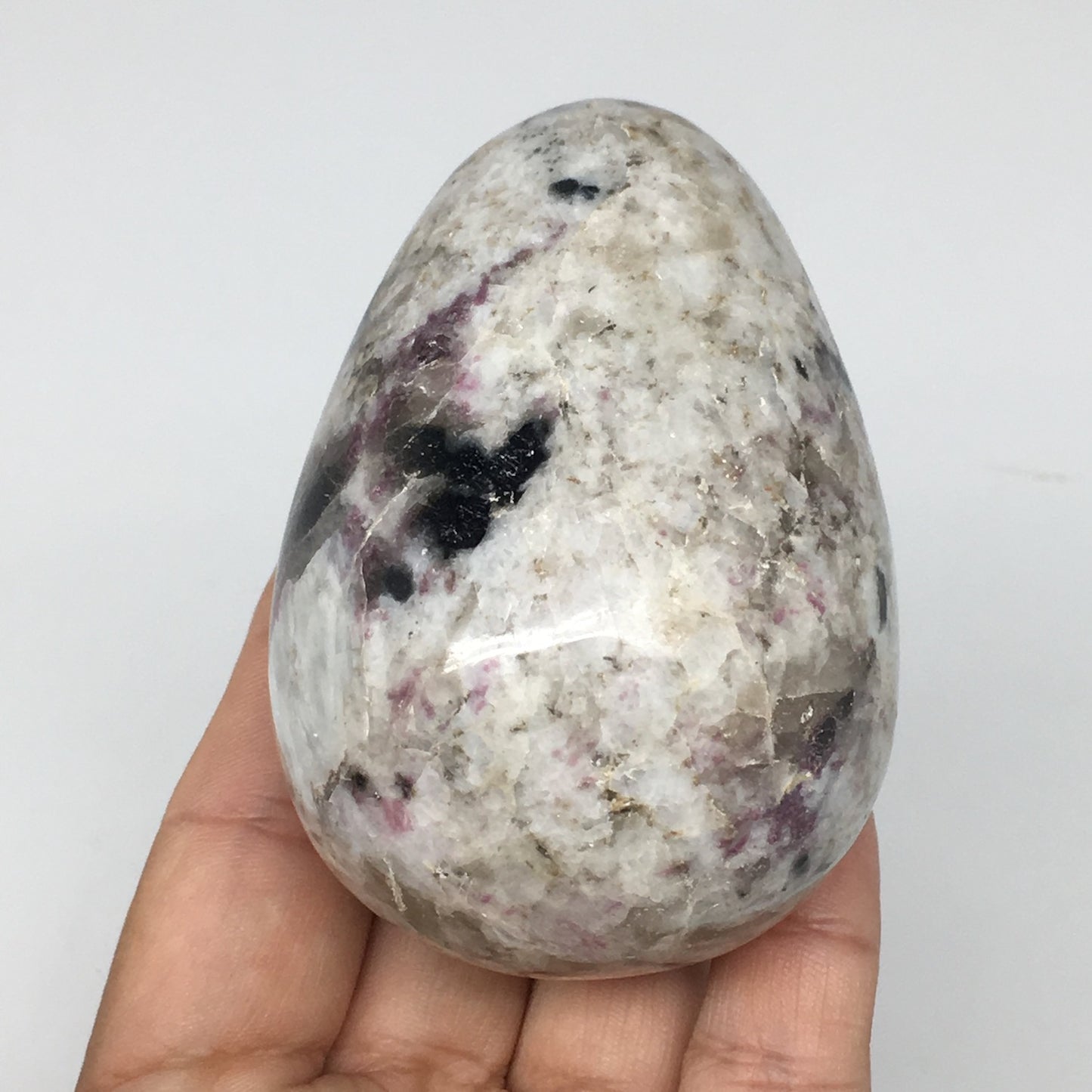 320.6g, 3.1"x2.2" Tourmaline Rubellite Egg Crystal Reiki Energy @Madagascar,B133