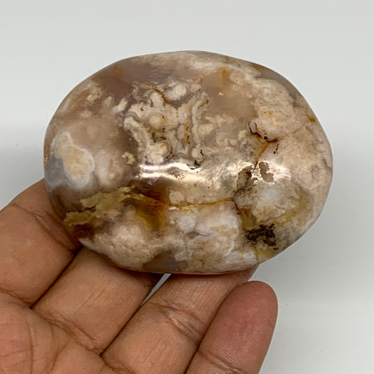 121.2g,2.6"x2.1"x1", Flower Agate Palm-Stone Crystal Reiki @Madagascar,B16223