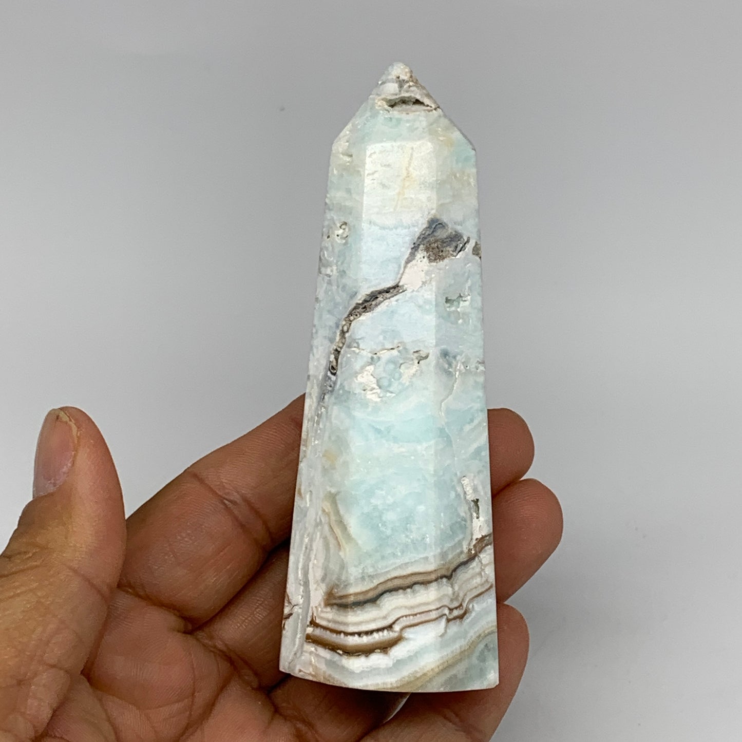 167.2g, 3.9"x1.4"x1.3", Caribbean Calcite Tower Gemstone @Afghanistan, B26192