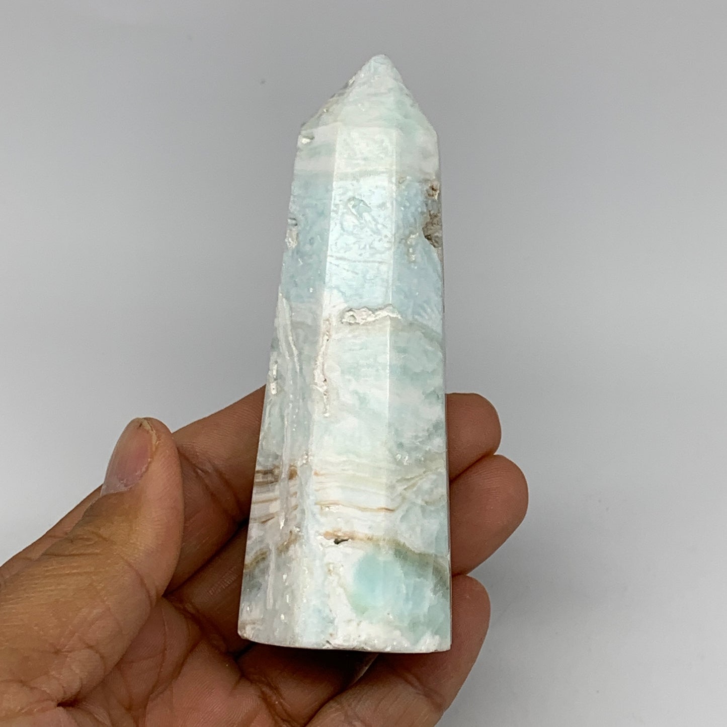 167.2g, 3.9"x1.4"x1.3", Caribbean Calcite Tower Gemstone @Afghanistan, B26192