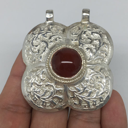 1pc, 2.2"x2"x0.7",Turkmen Pendant Red Carnelian Square Shape Statement,TN617