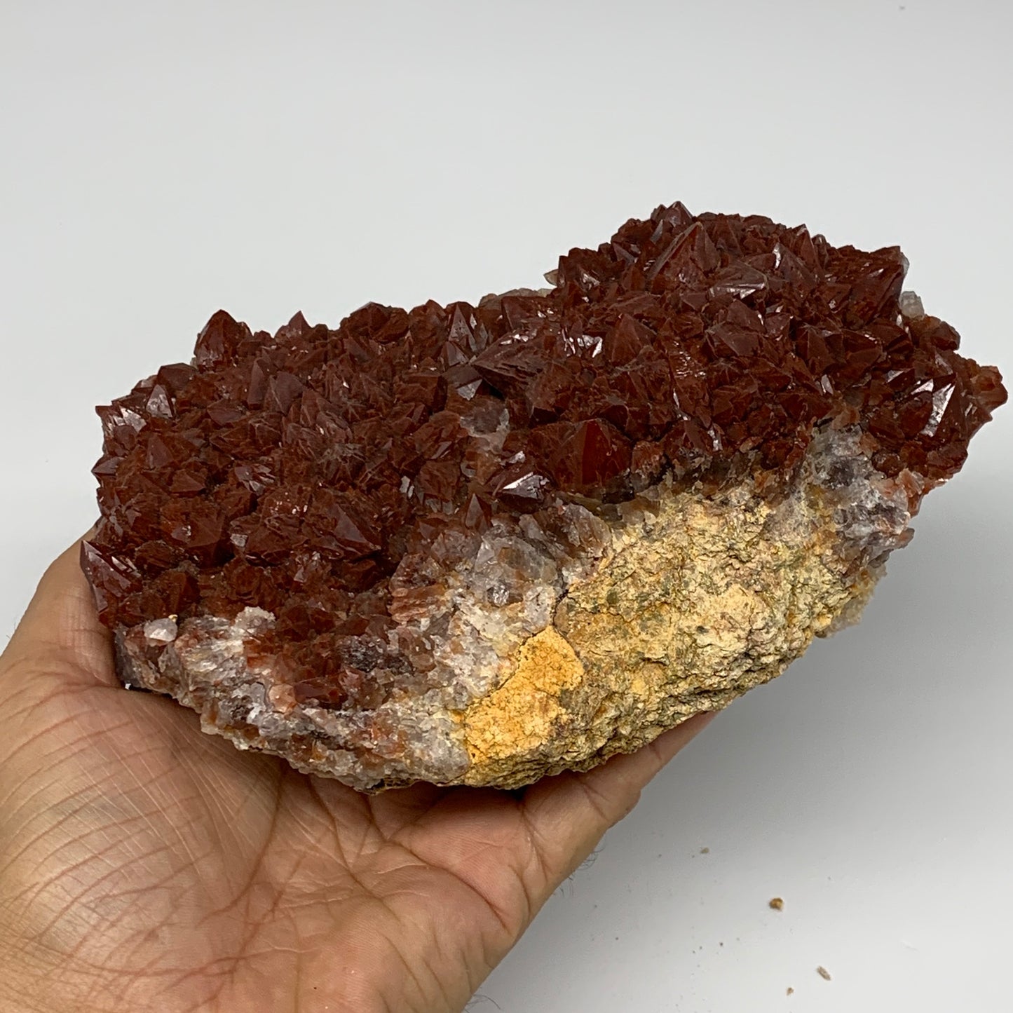 1040g, 6.6"x3.5"x3.3" Red Quartz Crystal Mineral Specimens @Morocco, B11304