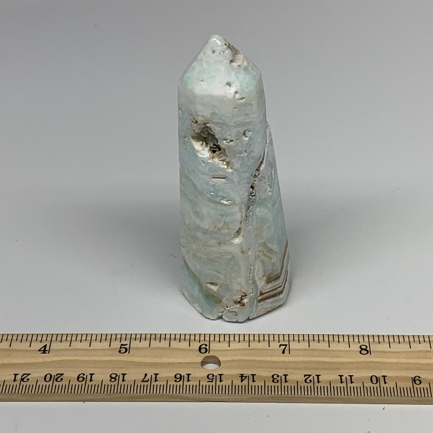 167.2g, 3.9"x1.4"x1.3", Caribbean Calcite Tower Gemstone @Afghanistan, B26192