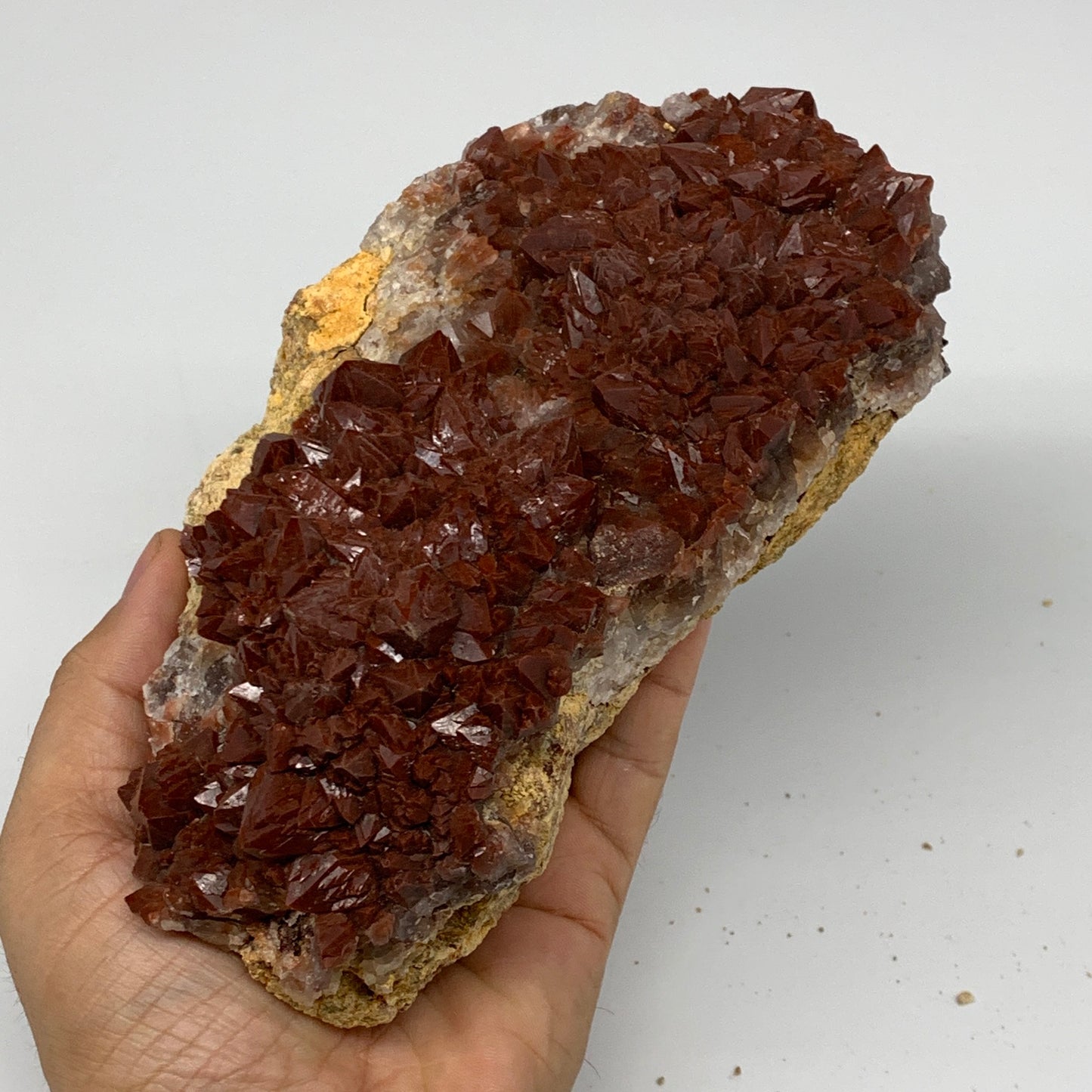 1040g, 6.6"x3.5"x3.3" Red Quartz Crystal Mineral Specimens @Morocco, B11304