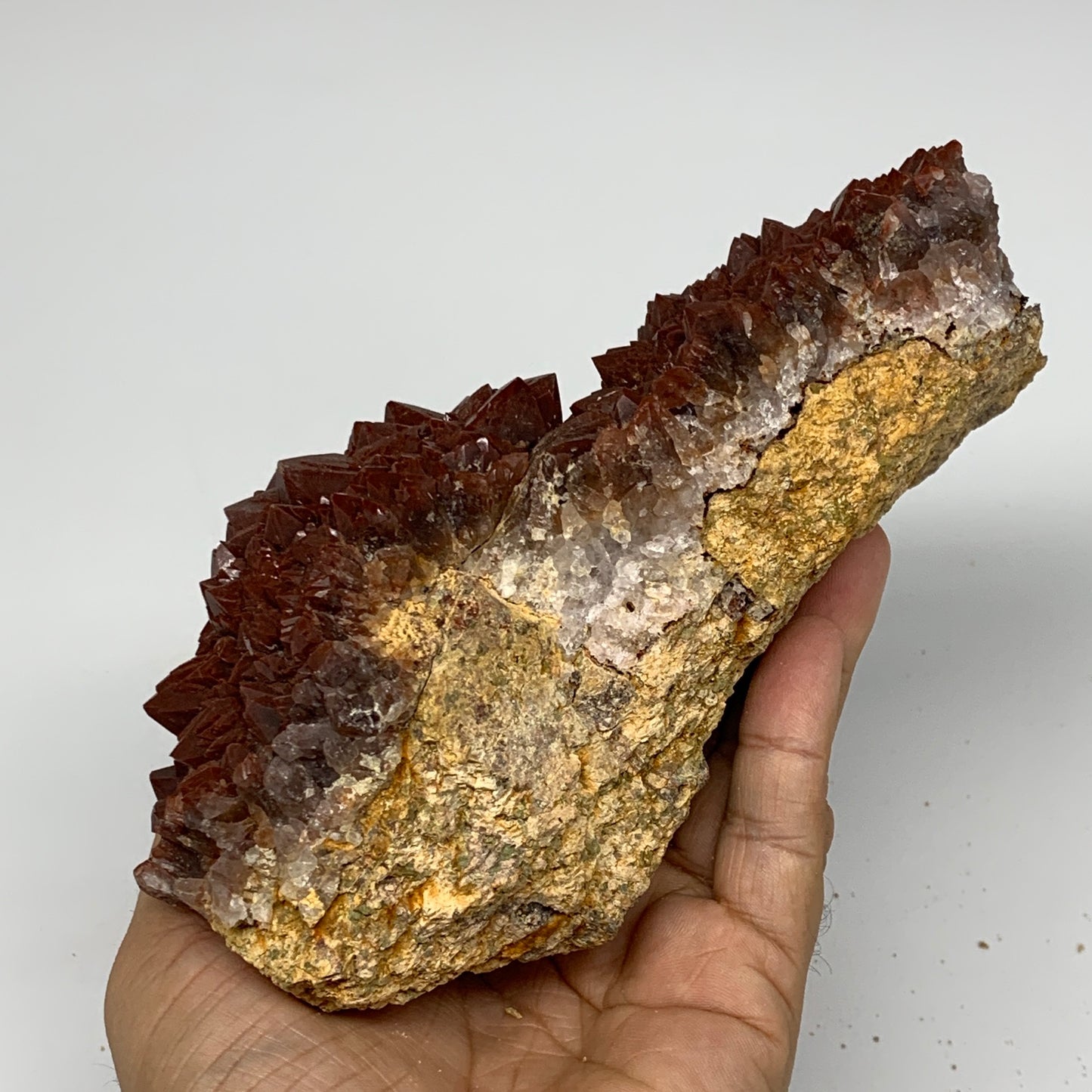 1040g, 6.6"x3.5"x3.3" Red Quartz Crystal Mineral Specimens @Morocco, B11304