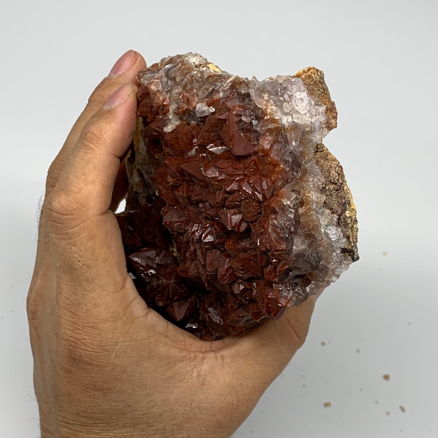 1040g, 6.6"x3.5"x3.3" Red Quartz Crystal Mineral Specimens @Morocco, B11304