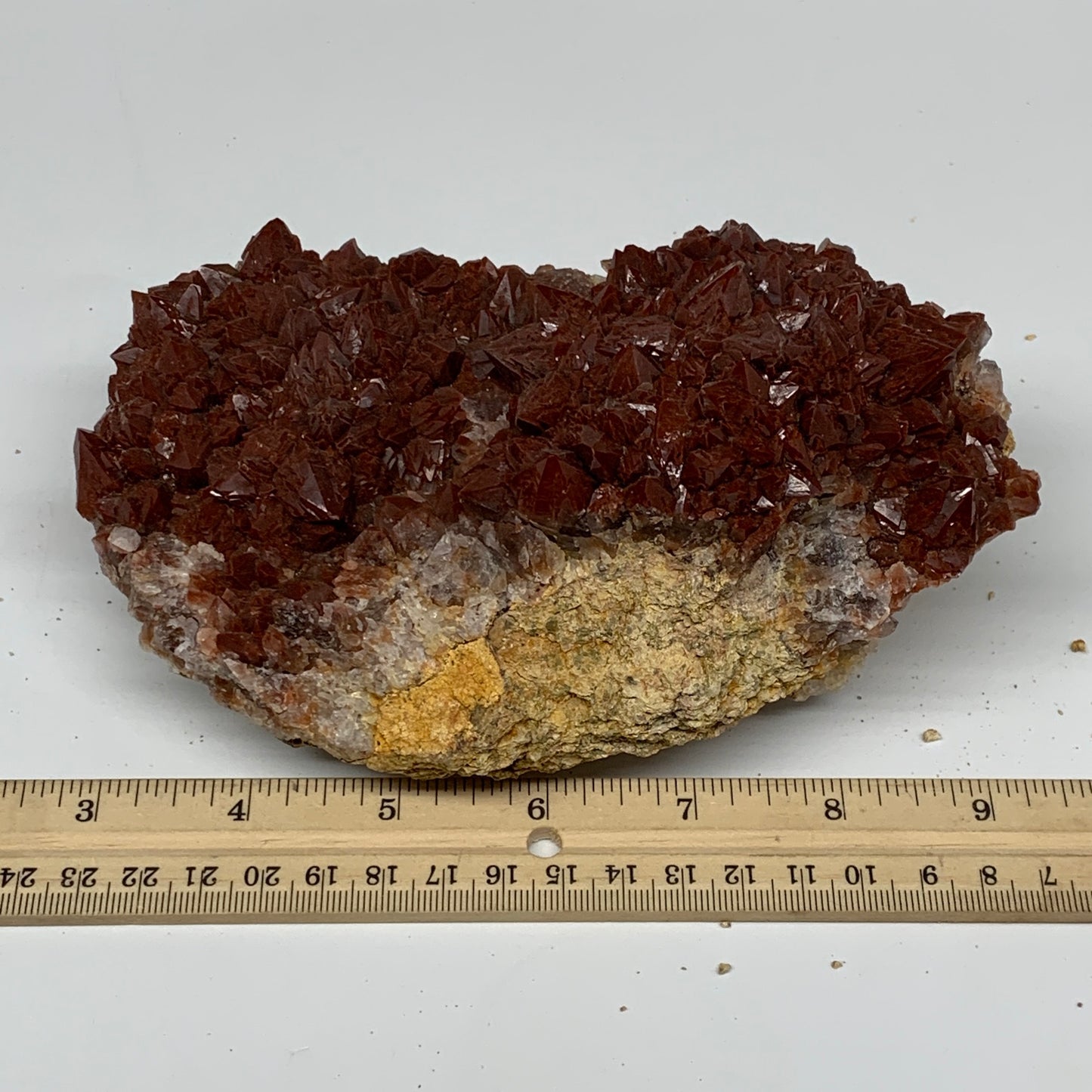 1040g, 6.6"x3.5"x3.3" Red Quartz Crystal Mineral Specimens @Morocco, B11304
