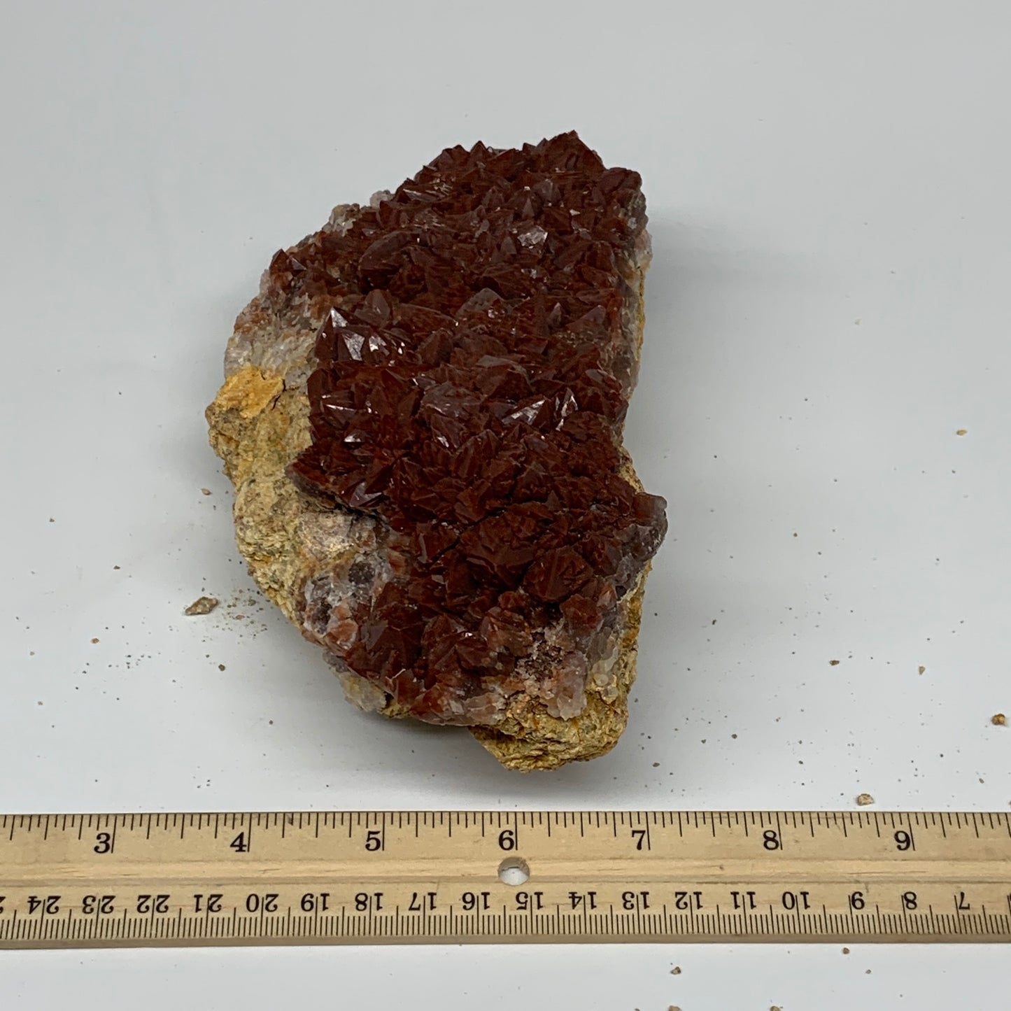 1040g, 6.6"x3.5"x3.3" Red Quartz Crystal Mineral Specimens @Morocco, B11304