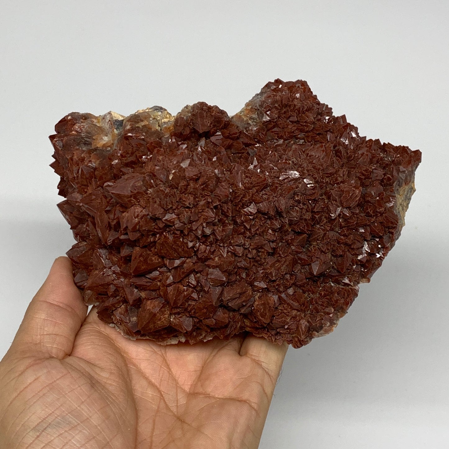 1004g, 5.6"x3.9"x2.8" Red Quartz Crystal Mineral Specimens @Morocco, B11305