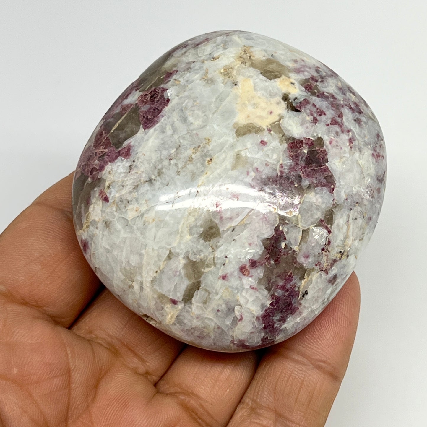 124g,2.3"x2.1"x1.2" Tourmaline Rubellite Palm-Stone Reiki @Madagascar,B20917