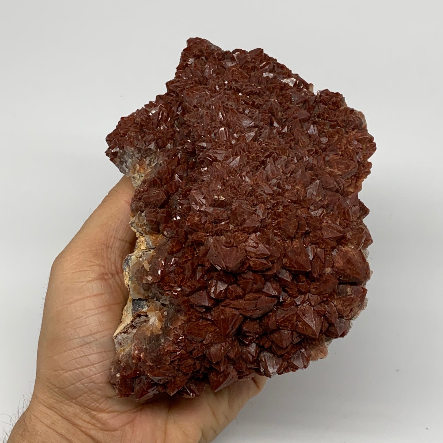 1004g, 5.6"x3.9"x2.8" Red Quartz Crystal Mineral Specimens @Morocco, B11305