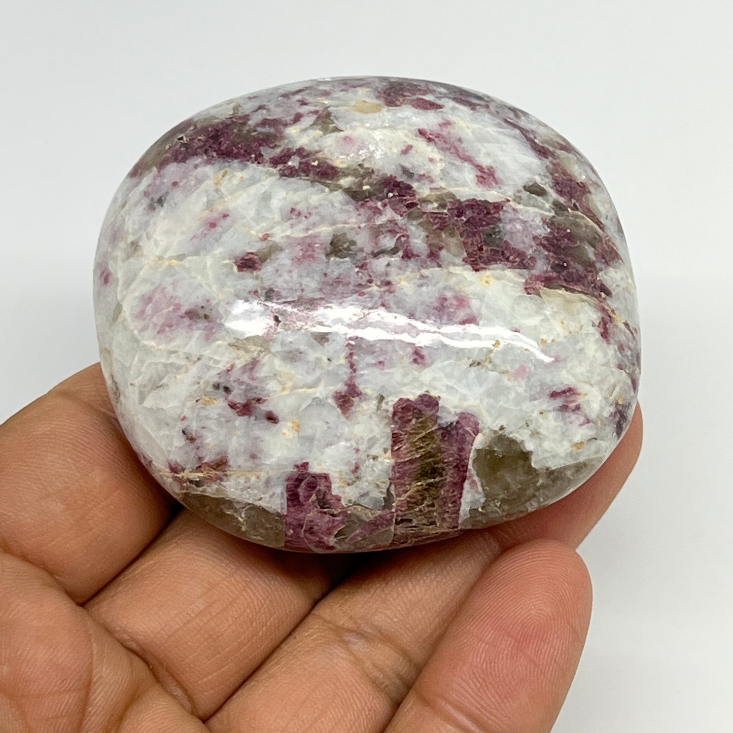 124g,2.3"x2.1"x1.2" Tourmaline Rubellite Palm-Stone Reiki @Madagascar,B20917