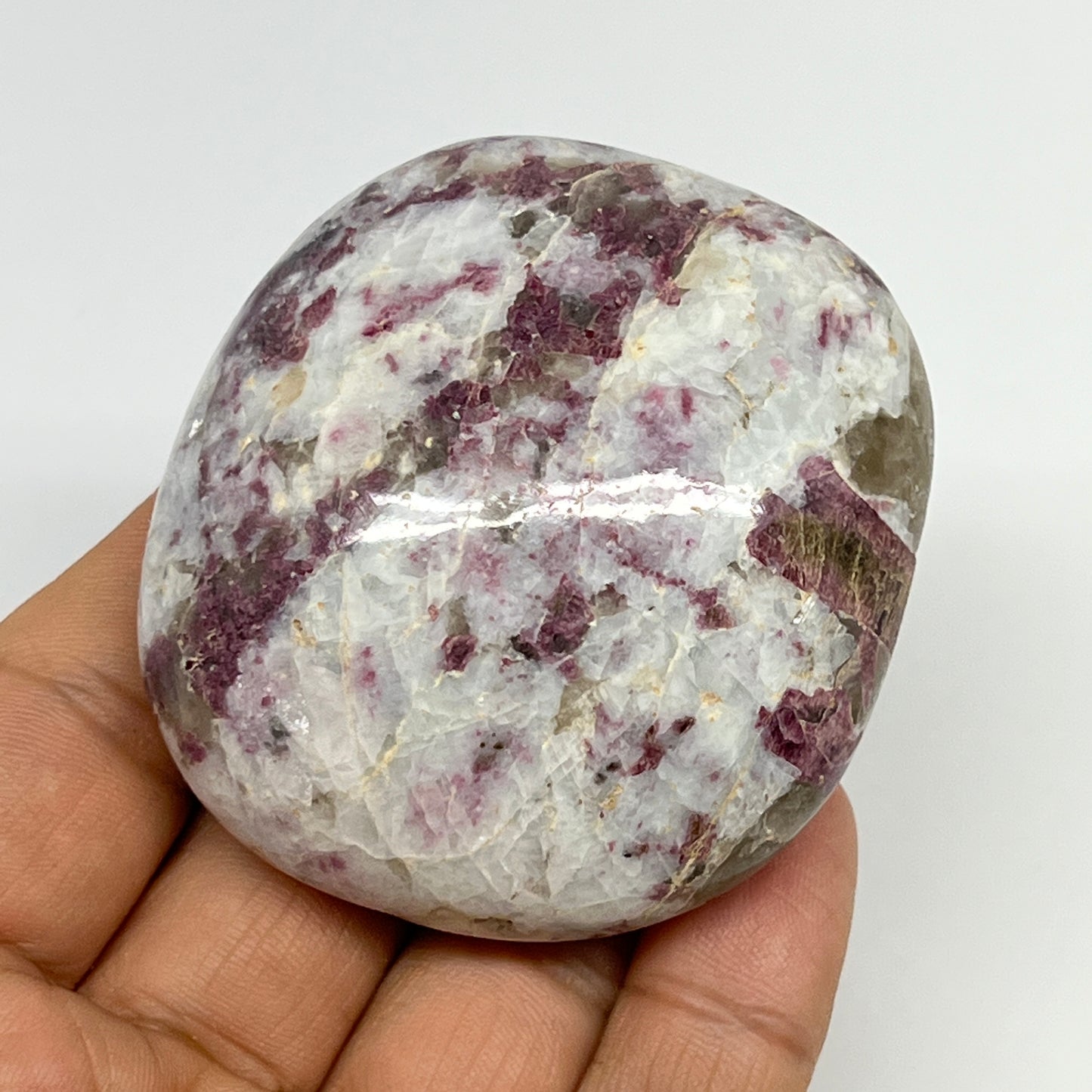 124g,2.3"x2.1"x1.2" Tourmaline Rubellite Palm-Stone Reiki @Madagascar,B20917