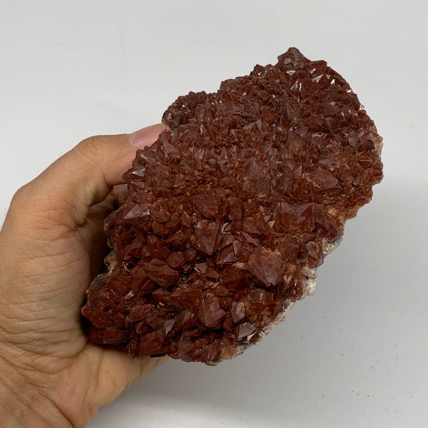 1004g, 5.6"x3.9"x2.8" Red Quartz Crystal Mineral Specimens @Morocco, B11305