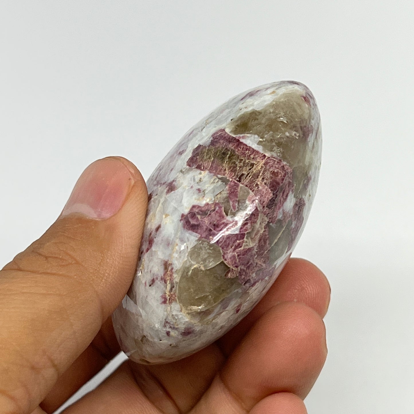 124g,2.3"x2.1"x1.2" Tourmaline Rubellite Palm-Stone Reiki @Madagascar,B20917