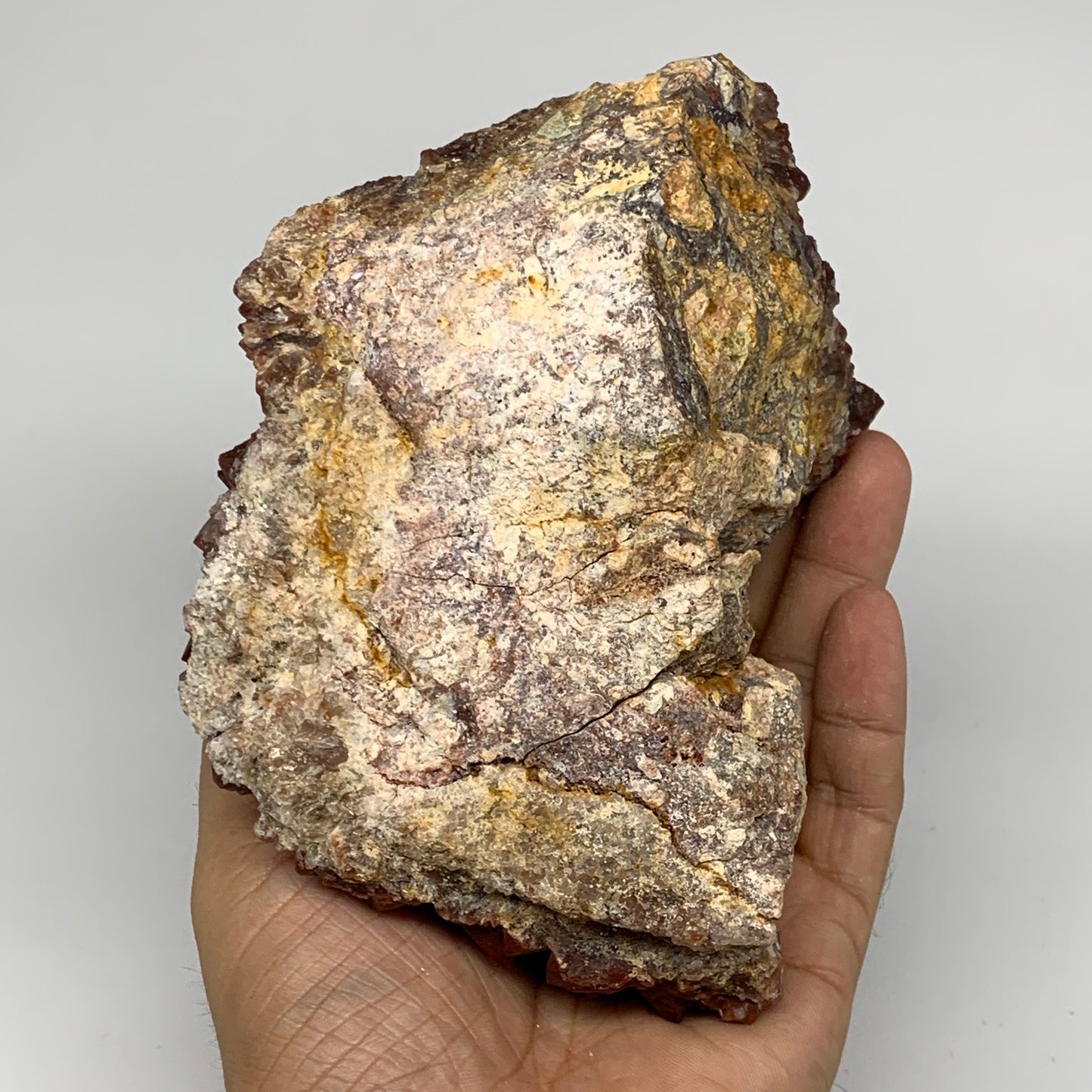 1004g, 5.6"x3.9"x2.8" Red Quartz Crystal Mineral Specimens @Morocco, B11305