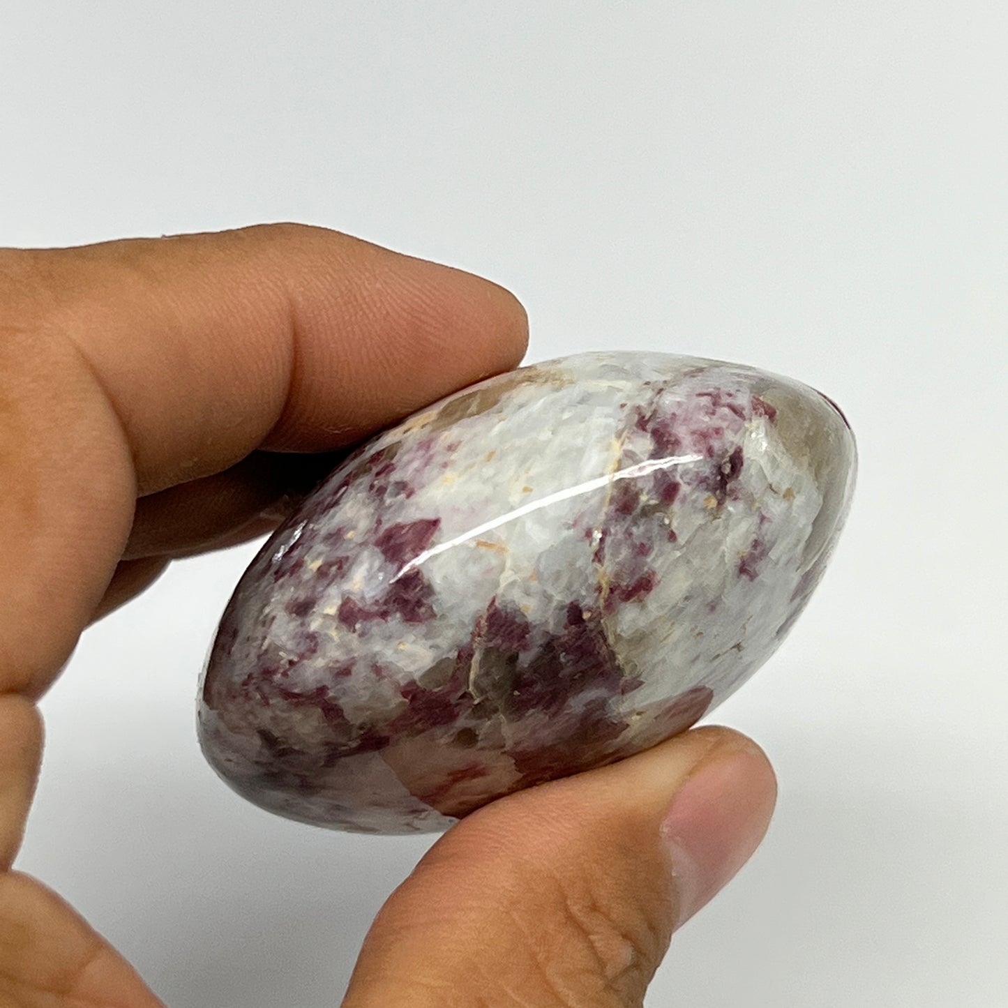 124g,2.3"x2.1"x1.2" Tourmaline Rubellite Palm-Stone Reiki @Madagascar,B20917