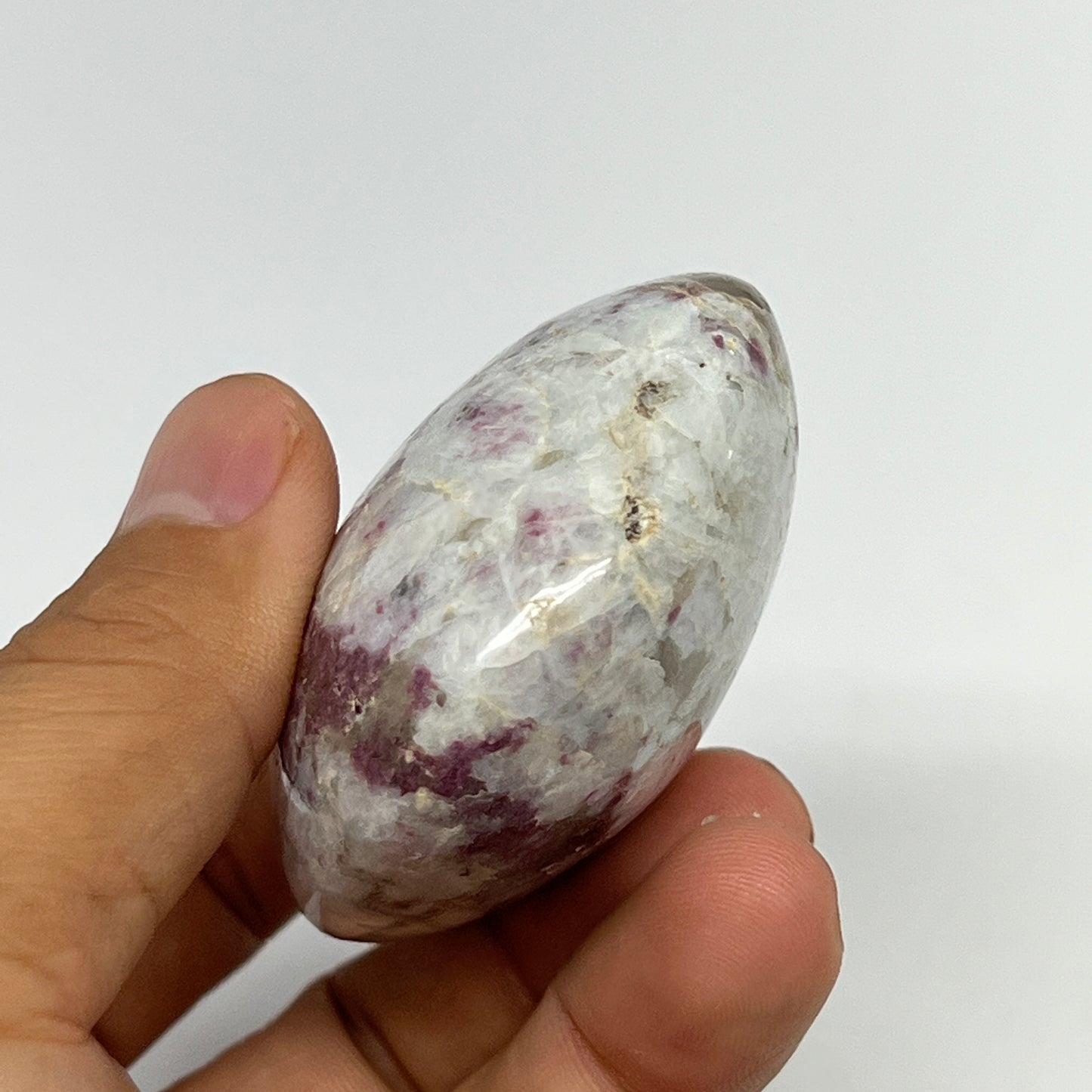 124g,2.3"x2.1"x1.2" Tourmaline Rubellite Palm-Stone Reiki @Madagascar,B20917