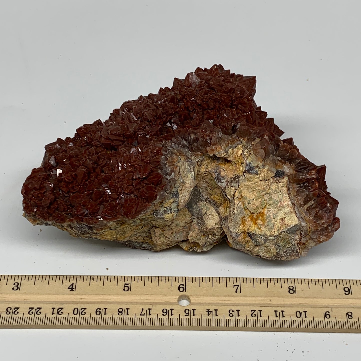 1004g, 5.6"x3.9"x2.8" Red Quartz Crystal Mineral Specimens @Morocco, B11305