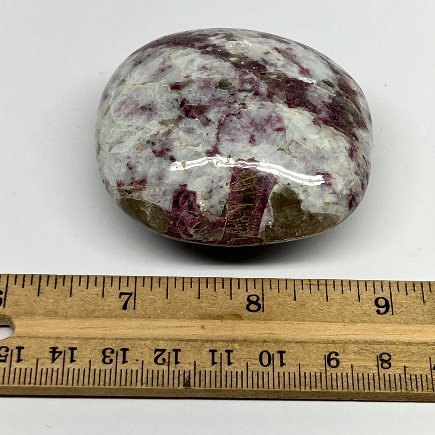 124g,2.3"x2.1"x1.2" Tourmaline Rubellite Palm-Stone Reiki @Madagascar,B20917