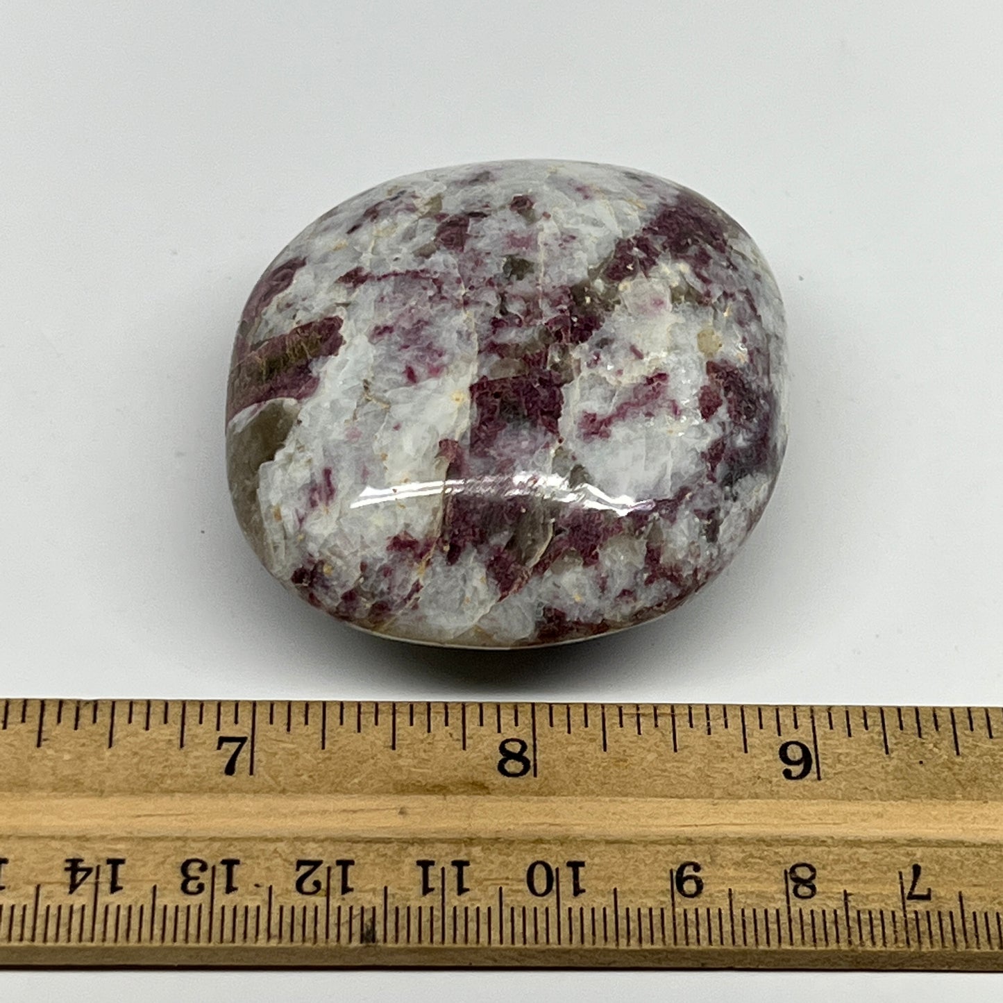 124g,2.3"x2.1"x1.2" Tourmaline Rubellite Palm-Stone Reiki @Madagascar,B20917