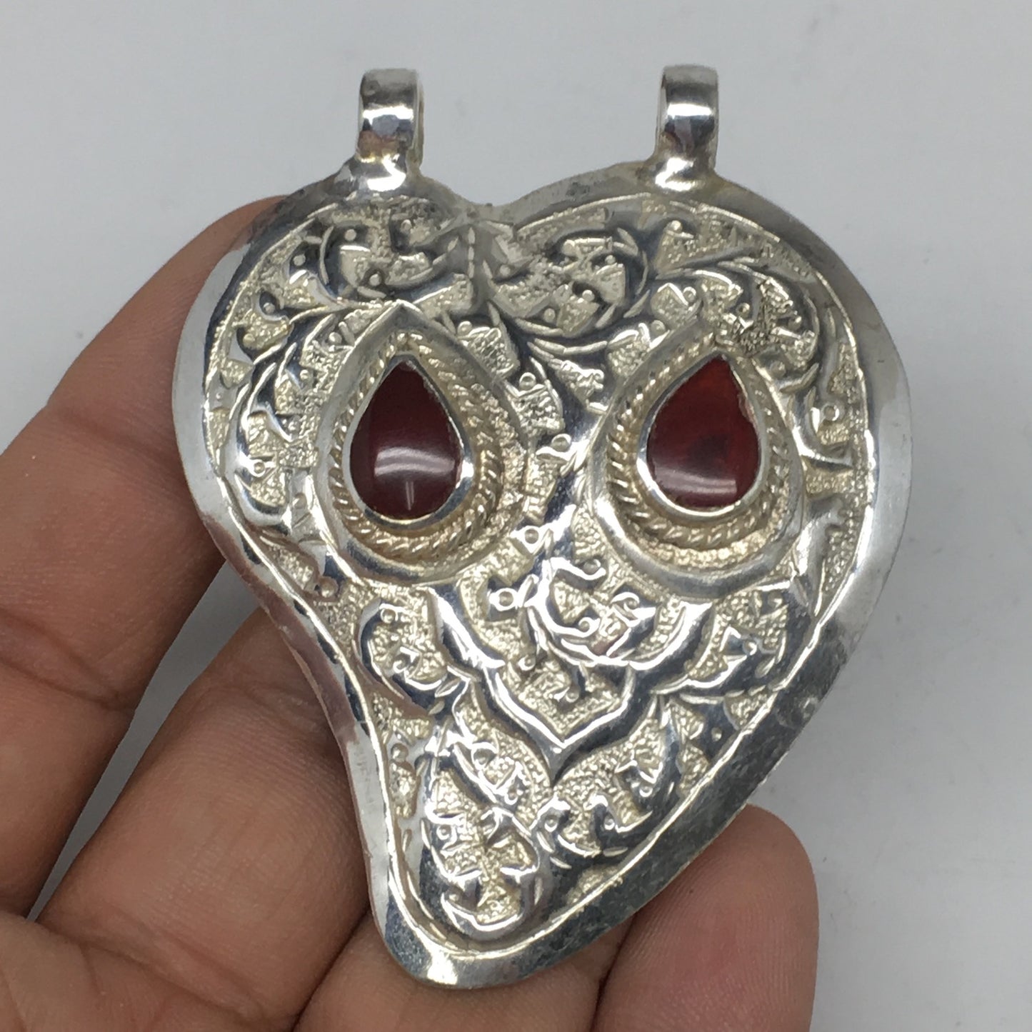 1pc, 2.7"x2.1"x0.4",Turkmen Pendant Red Carnelian Drop Shape Statement,TN622