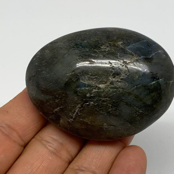 98.4g,2.3"x1.7"x1.1", Labradorite Palm-stone Polished Reiki @Madagascar,B17784