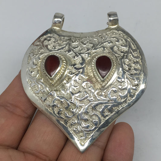 1pc, 2.8"x2.4"x0.5",Turkmen Pendant Red Carnelian Drop Shape Statement,TN624