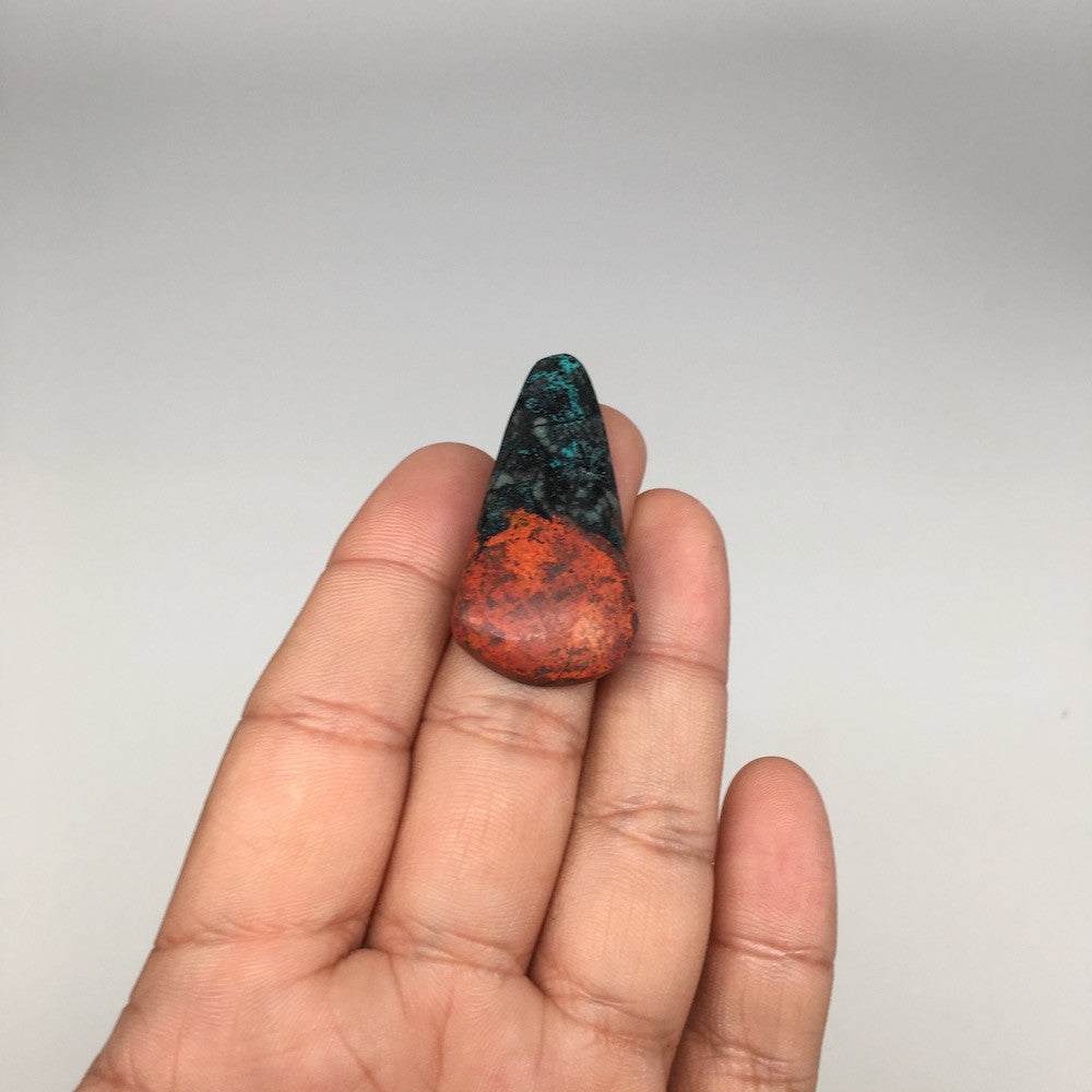 7.4g, 1.6"x0.8"x5mm Sonora Sunset Chrysocolla Cuprite Cabochon @Mexico,SC458