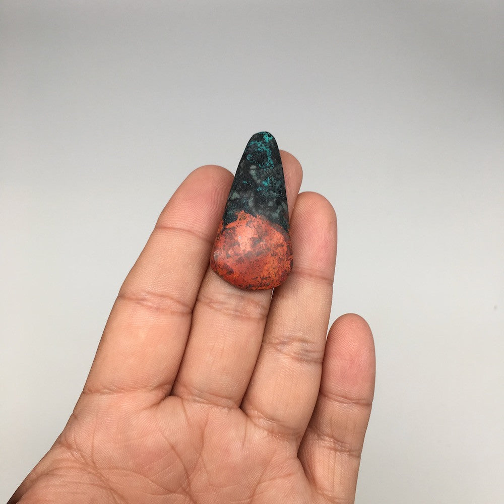 7.4g, 1.6"x0.8"x5mm Sonora Sunset Chrysocolla Cuprite Cabochon @Mexico,SC458