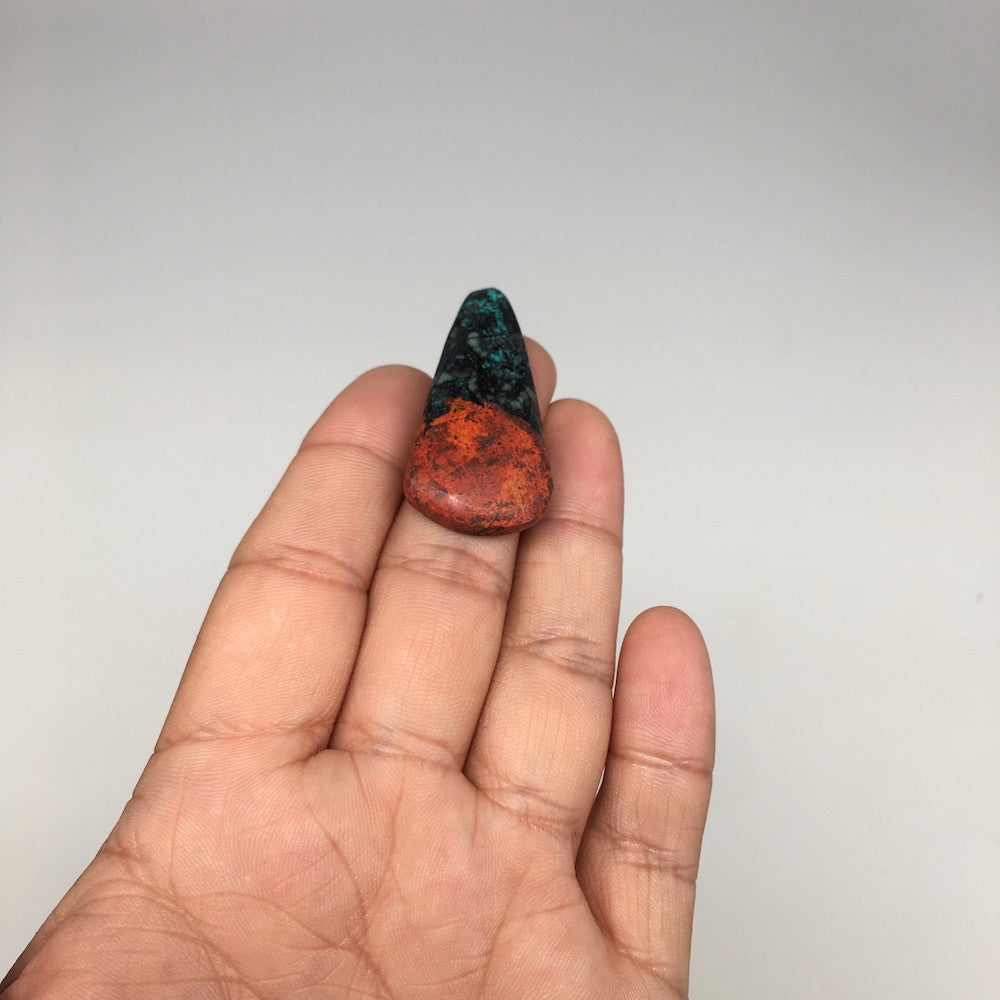7.4g, 1.6"x0.8"x5mm Sonora Sunset Chrysocolla Cuprite Cabochon @Mexico,SC458