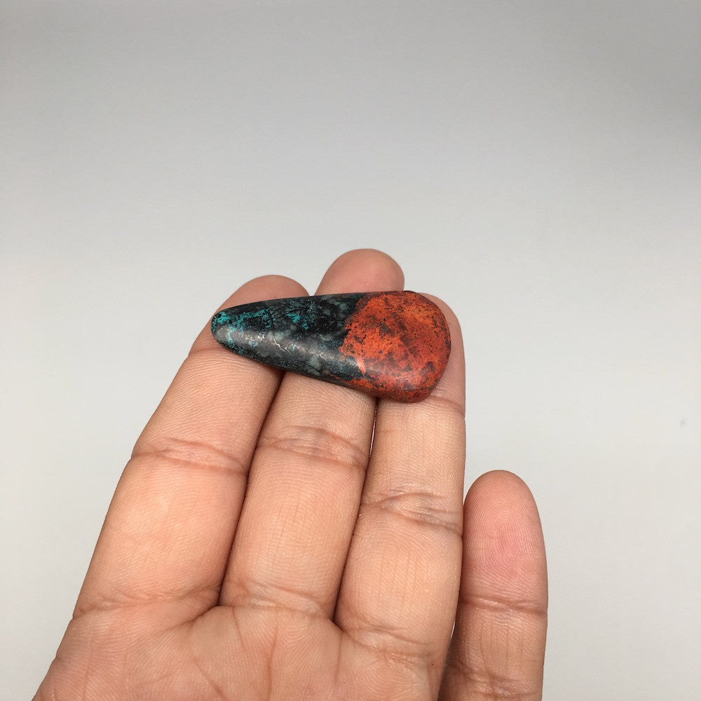 7.4g, 1.6"x0.8"x5mm Sonora Sunset Chrysocolla Cuprite Cabochon @Mexico,SC458