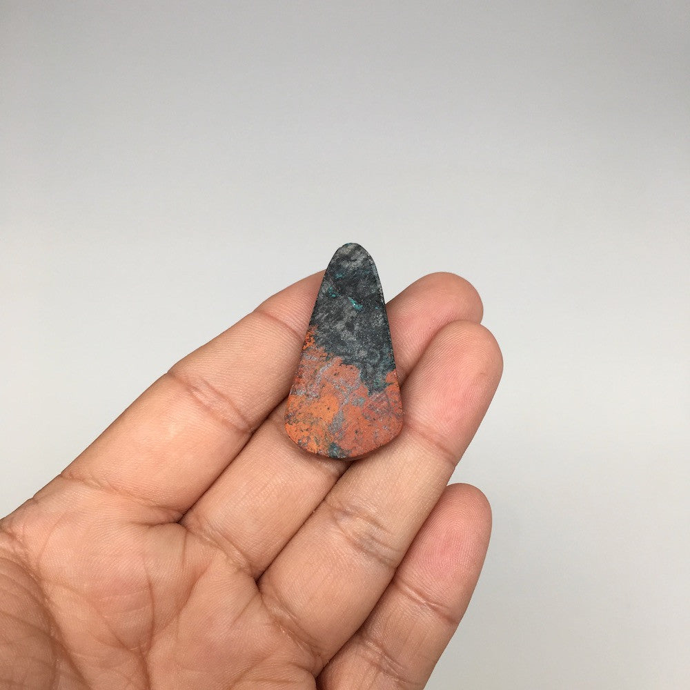 7.4g, 1.6"x0.8"x5mm Sonora Sunset Chrysocolla Cuprite Cabochon @Mexico,SC458