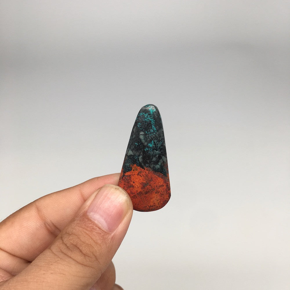 7.4g, 1.6"x0.8"x5mm Sonora Sunset Chrysocolla Cuprite Cabochon @Mexico,SC458