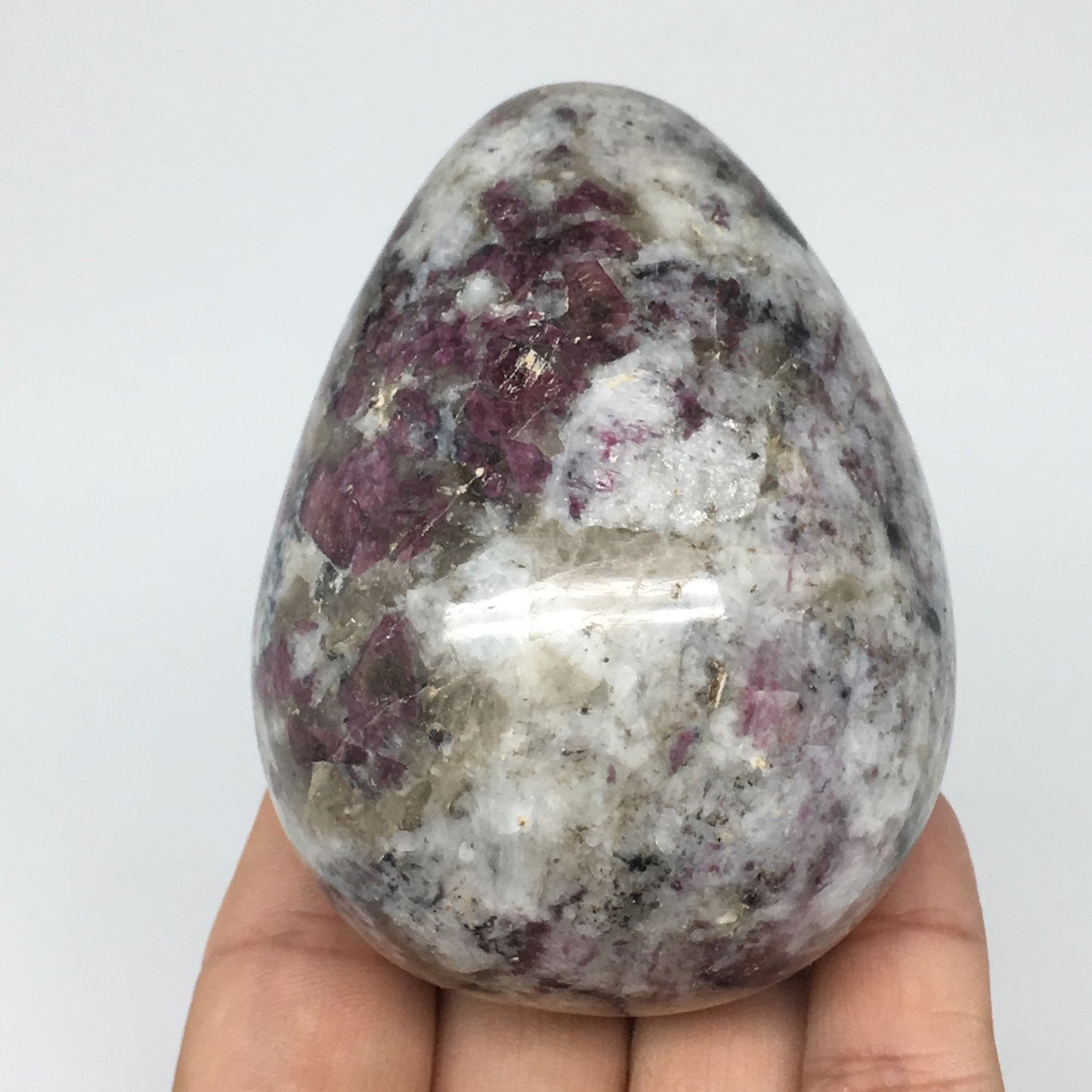 330.8g, 3"x2.3" Tourmaline Rubellite Egg Crystal Reiki Energy @Madagascar,B141