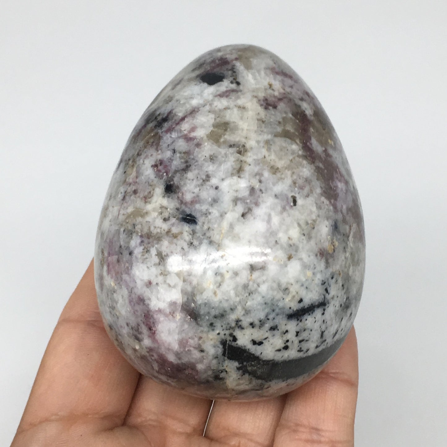 330.8g, 3"x2.3" Tourmaline Rubellite Egg Crystal Reiki Energy @Madagascar,B141