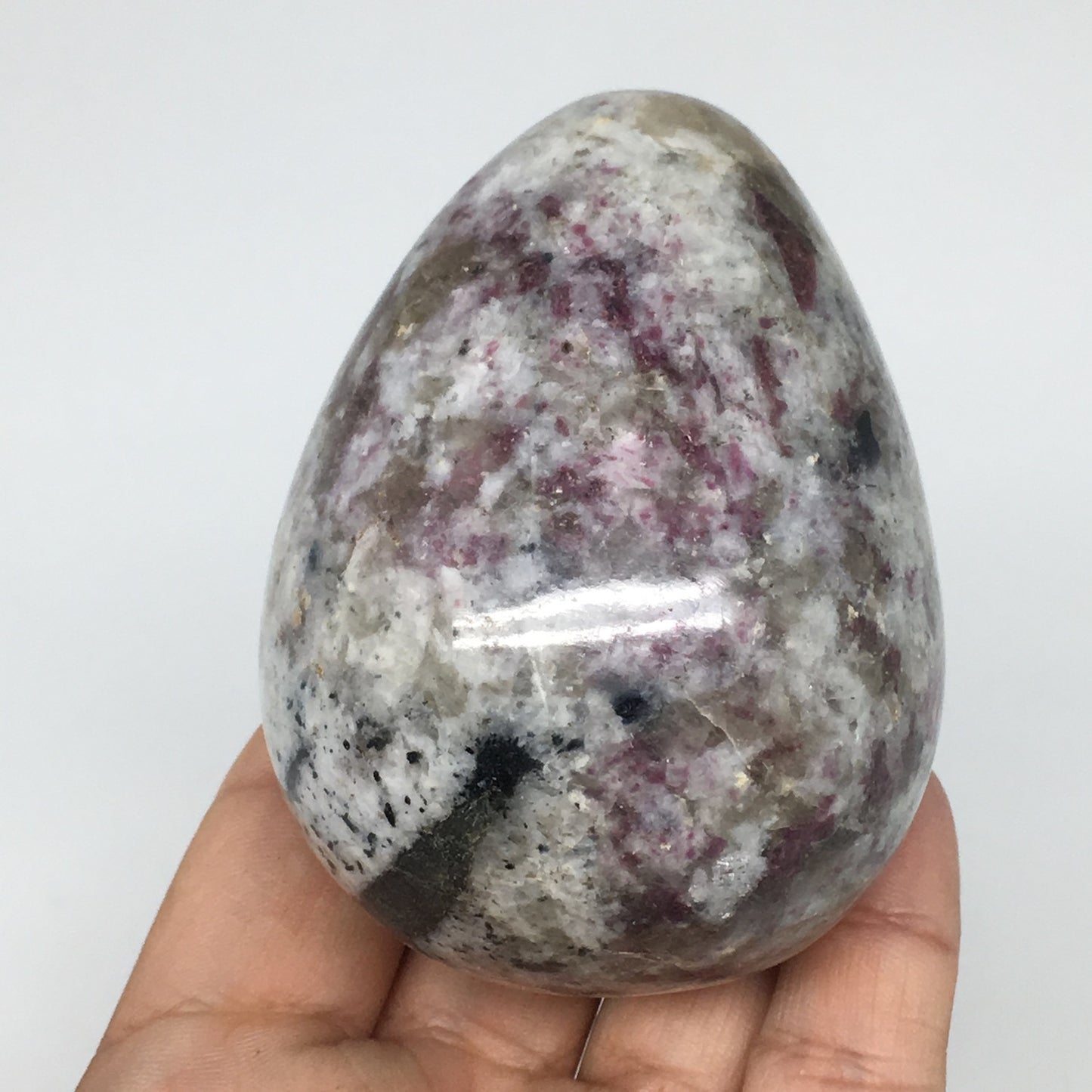 330.8g, 3"x2.3" Tourmaline Rubellite Egg Crystal Reiki Energy @Madagascar,B141