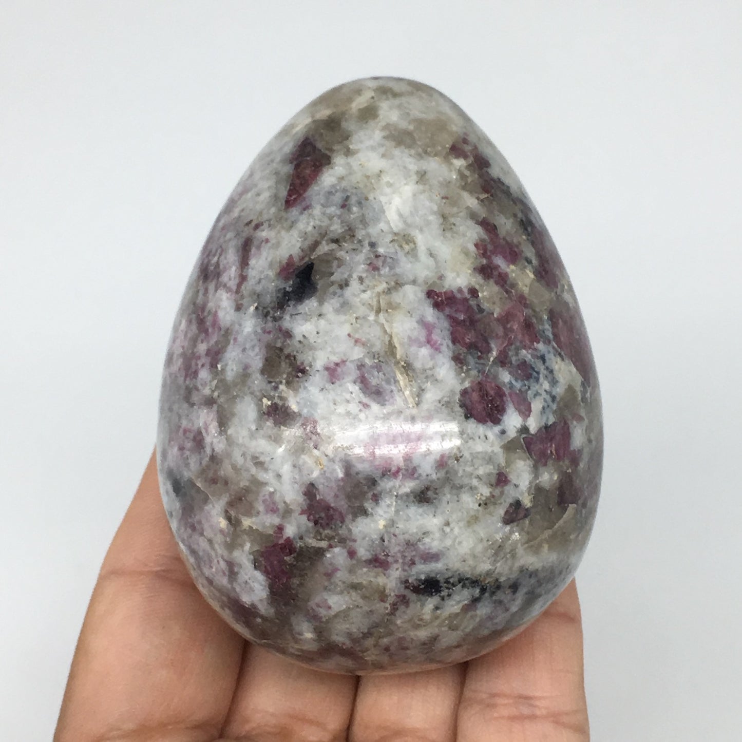 330.8g, 3"x2.3" Tourmaline Rubellite Egg Crystal Reiki Energy @Madagascar,B141
