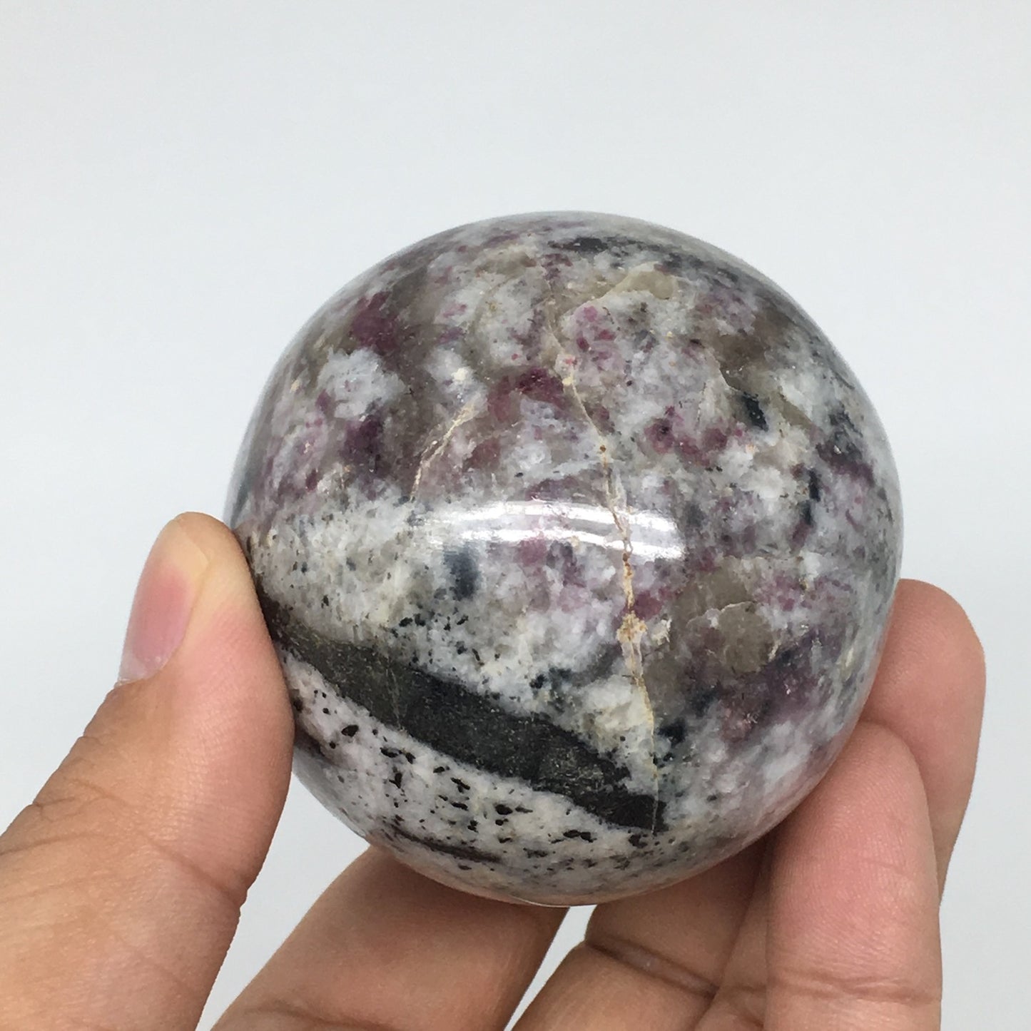 330.8g, 3"x2.3" Tourmaline Rubellite Egg Crystal Reiki Energy @Madagascar,B141