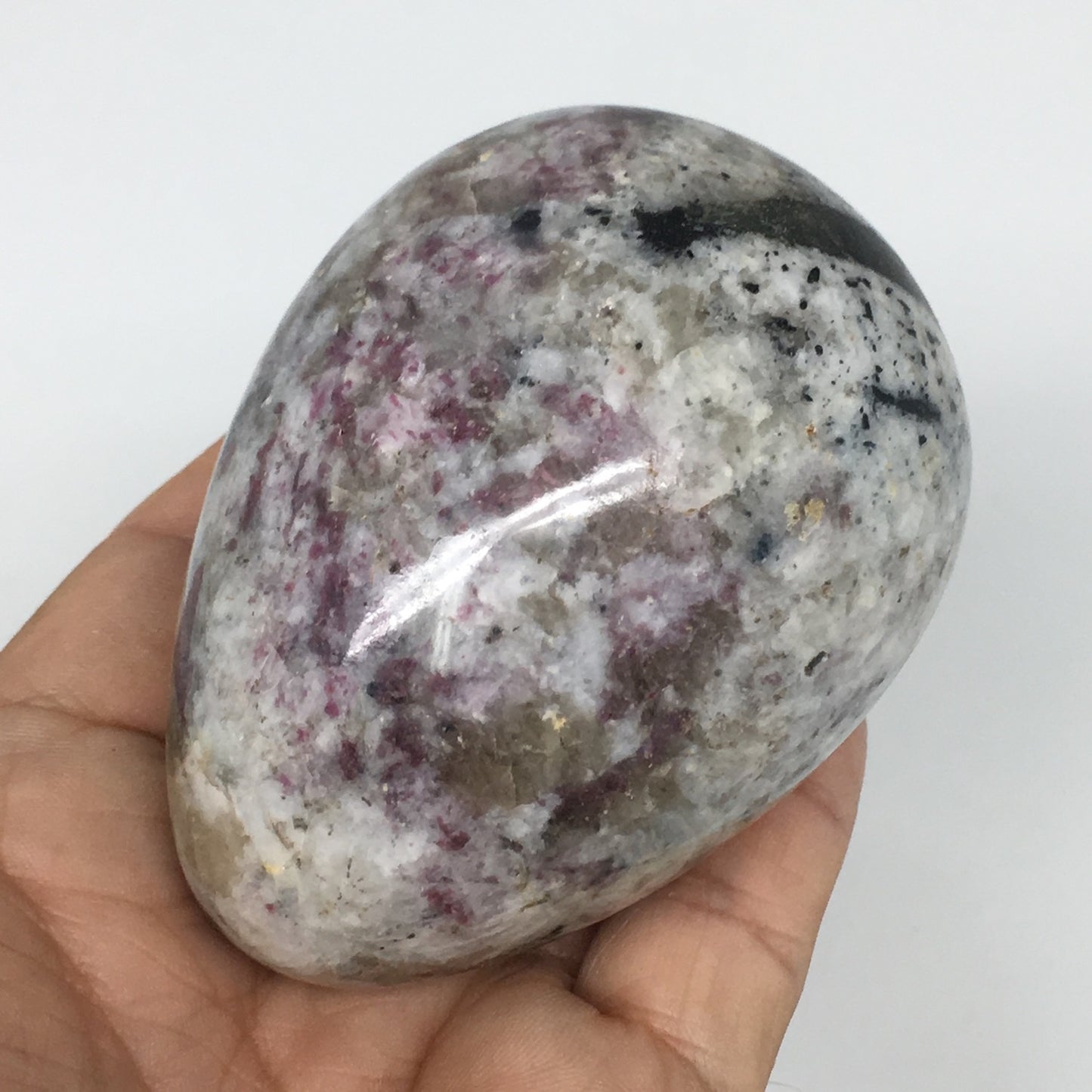 330.8g, 3"x2.3" Tourmaline Rubellite Egg Crystal Reiki Energy @Madagascar,B141