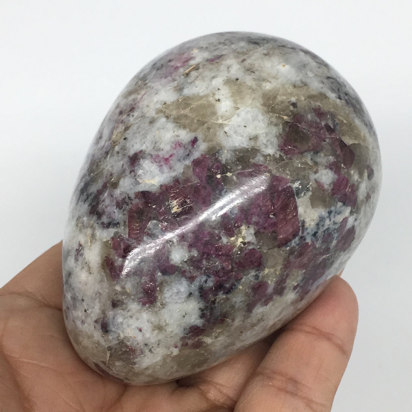 330.8g, 3"x2.3" Tourmaline Rubellite Egg Crystal Reiki Energy @Madagascar,B141