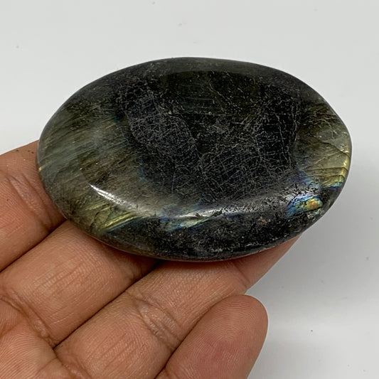 68.1g,2.5"x1.7"x0.6", Labradorite Palm-stone Polished Reiki @Madagascar,B17787
