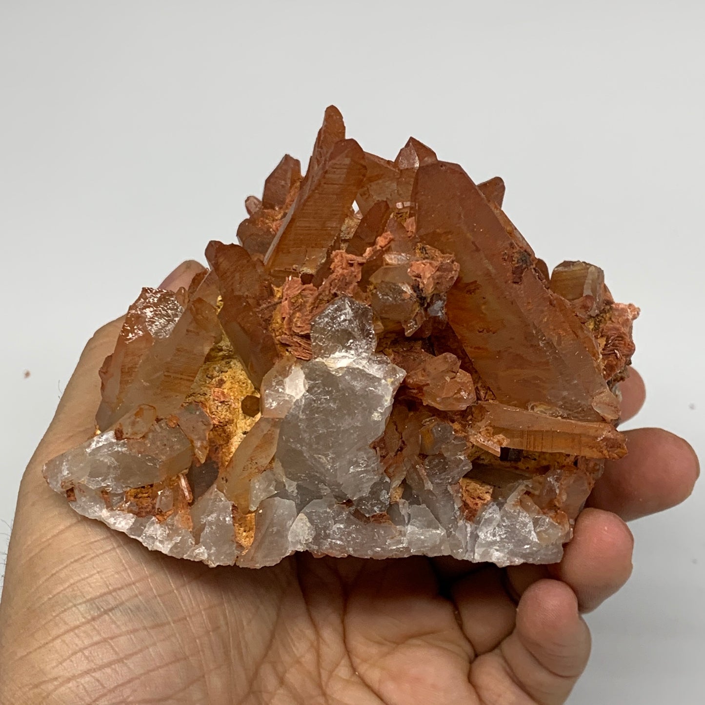 594g, 4.3"x3.6"x2.9 " Red Quartz Crystal Mineral Specimens @Morocco, B11311