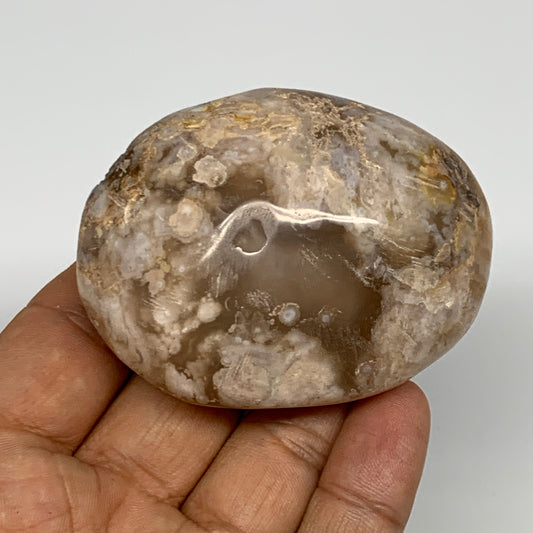 127.3g,2.6"x2"x1.2", Flower Agate Palm-Stone Crystal Reiki @Madagascar,B16232