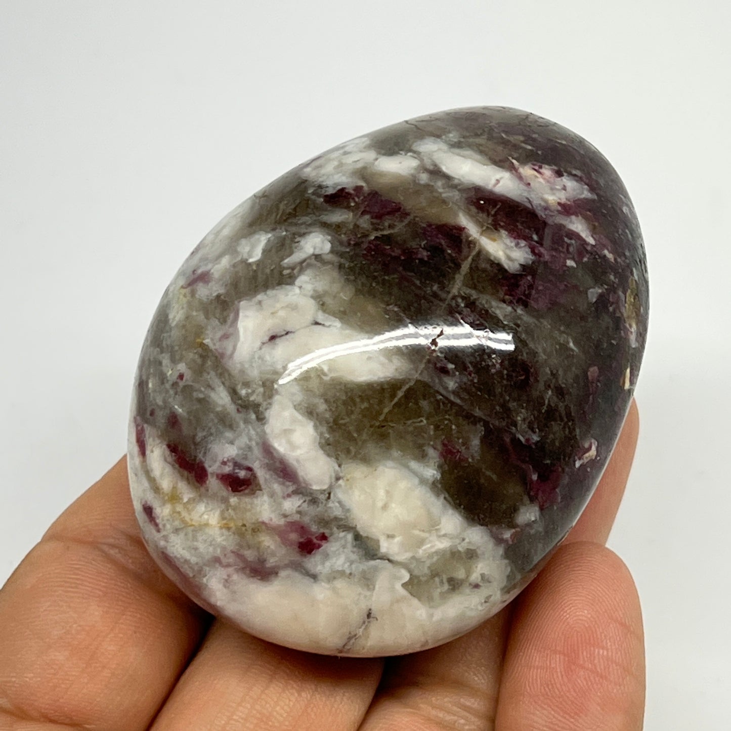 134g,2.4"x1.9"x1.4" Tourmaline Rubellite Palm-Stone Reiki @Madagascar,B20924