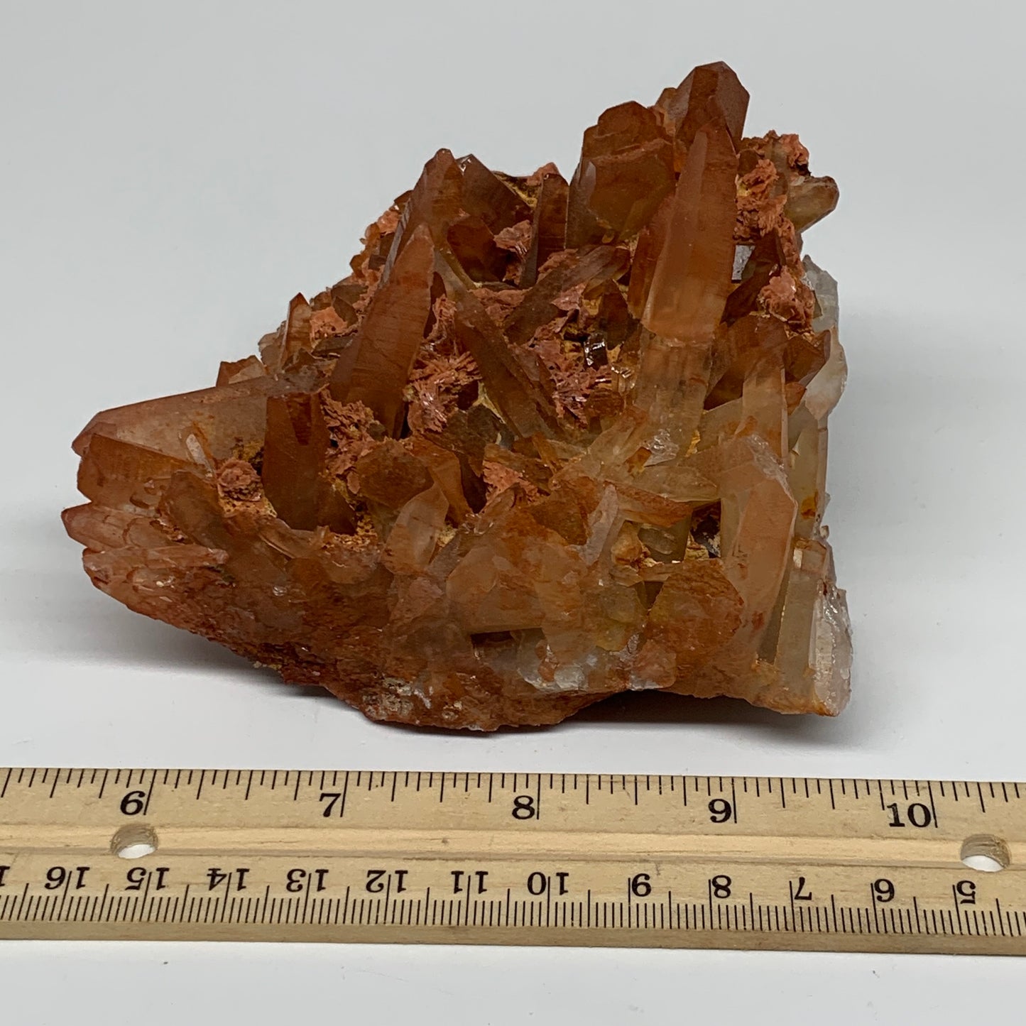 594g, 4.3"x3.6"x2.9 " Red Quartz Crystal Mineral Specimens @Morocco, B11311