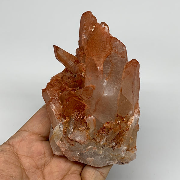 382.6g, 4.3"x2.6"x2.6 " Red Quartz Crystal Mineral Specimens @Morocco, B11312