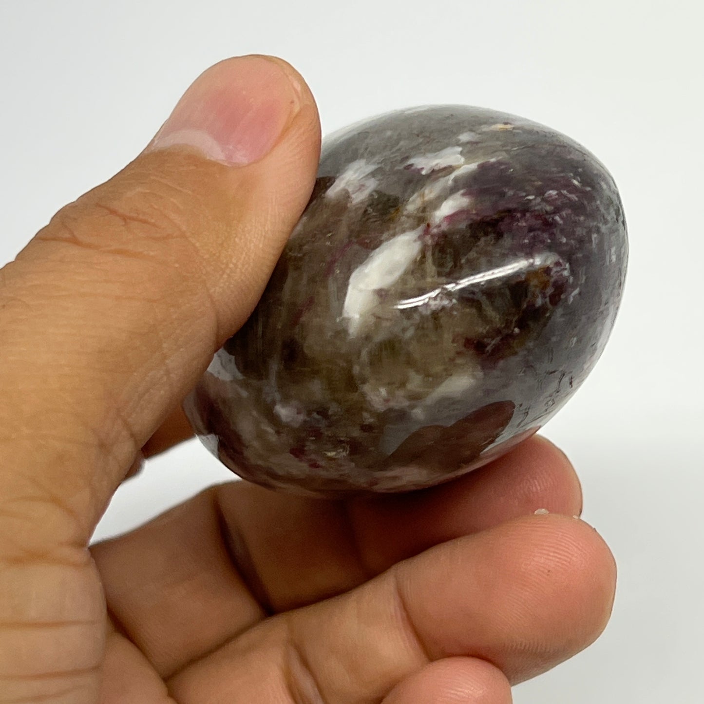 134g,2.4"x1.9"x1.4" Tourmaline Rubellite Palm-Stone Reiki @Madagascar,B20924