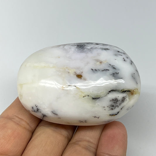 106.2g, 2.5"x1.7"x1.2" Dendrite Opal Palm-Stone Reiki Energy Crystal, B19992