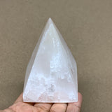 294g, 3.5"x2.4" White Selenite/Satin Spar Pyramid Crystal @Morocco, B24147